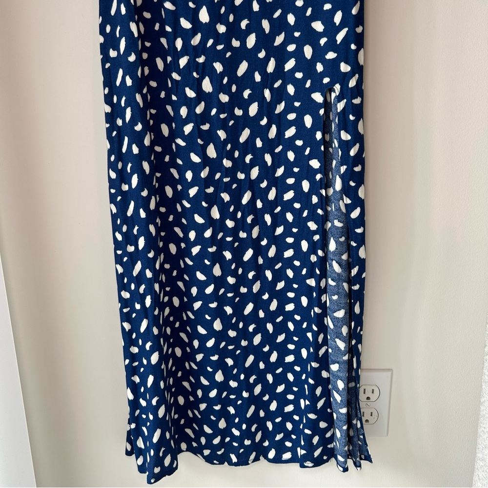 Reformation Crimini Midi Dress Navy Blue and White Print Size 6 - Picture 5 of 14